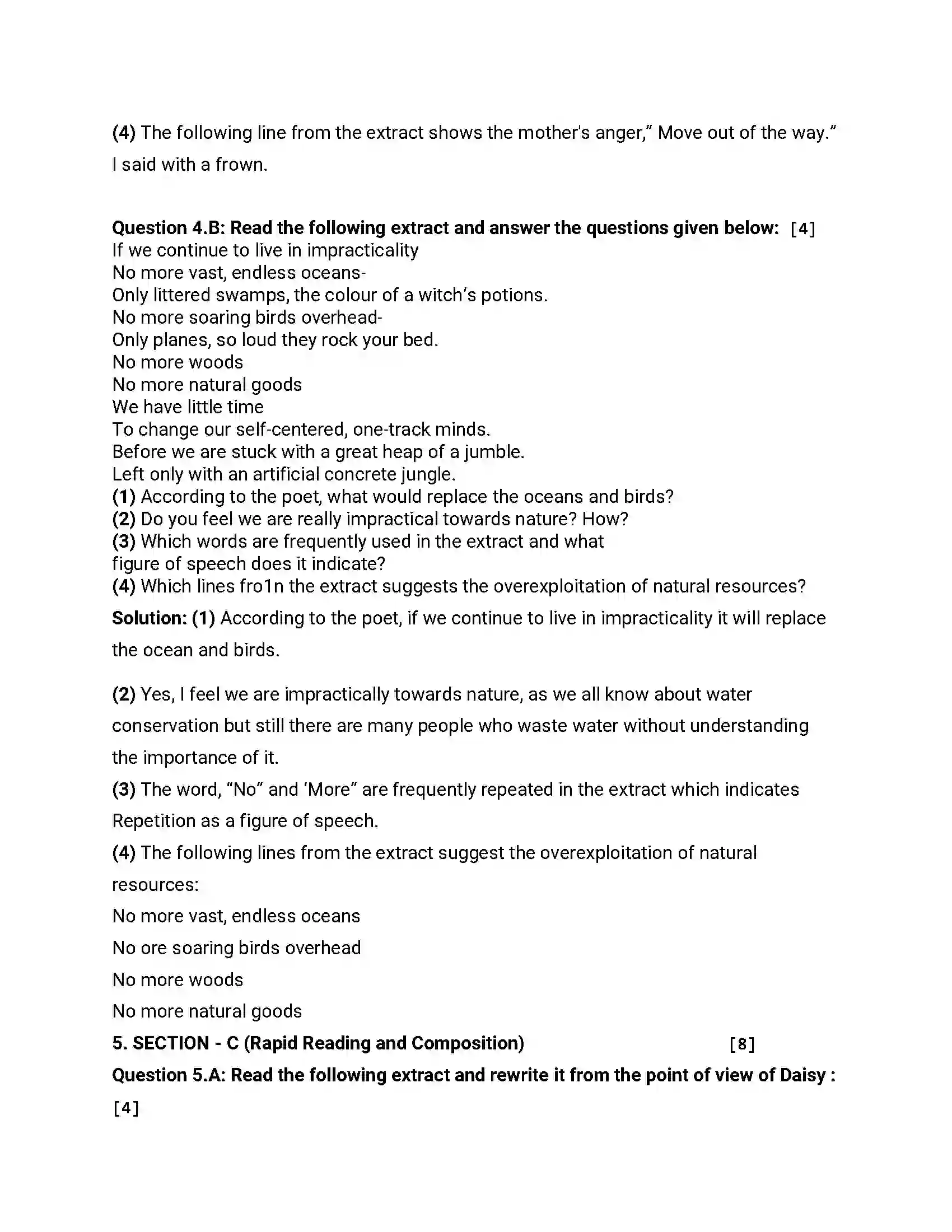 Maharashtra Board Class 12th 2017 English - March 2017 - Set-C Previous Year Paper 8