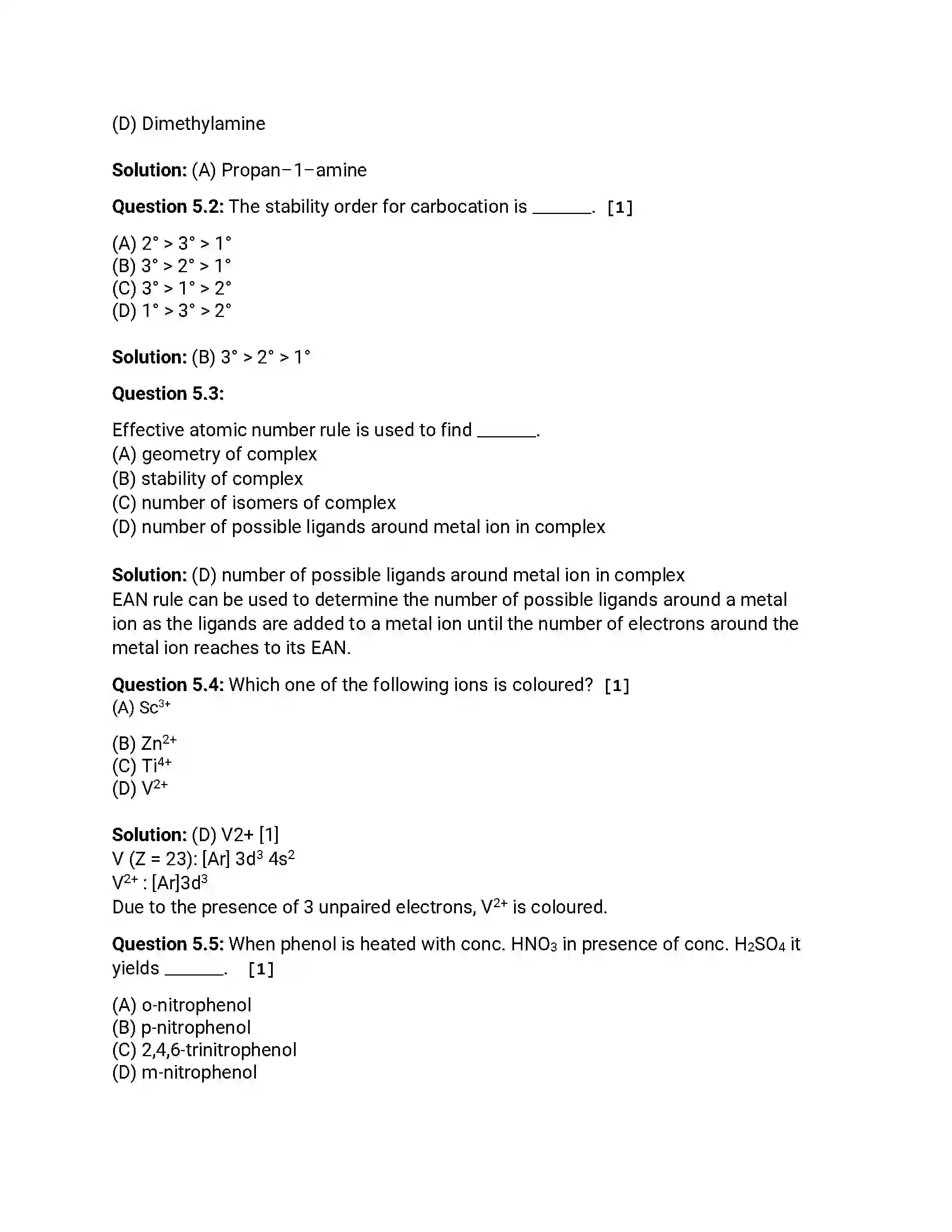 Maharashtra Board Class 12th 2017 Chemistry - Jul 2017 Previous Year Paper 15