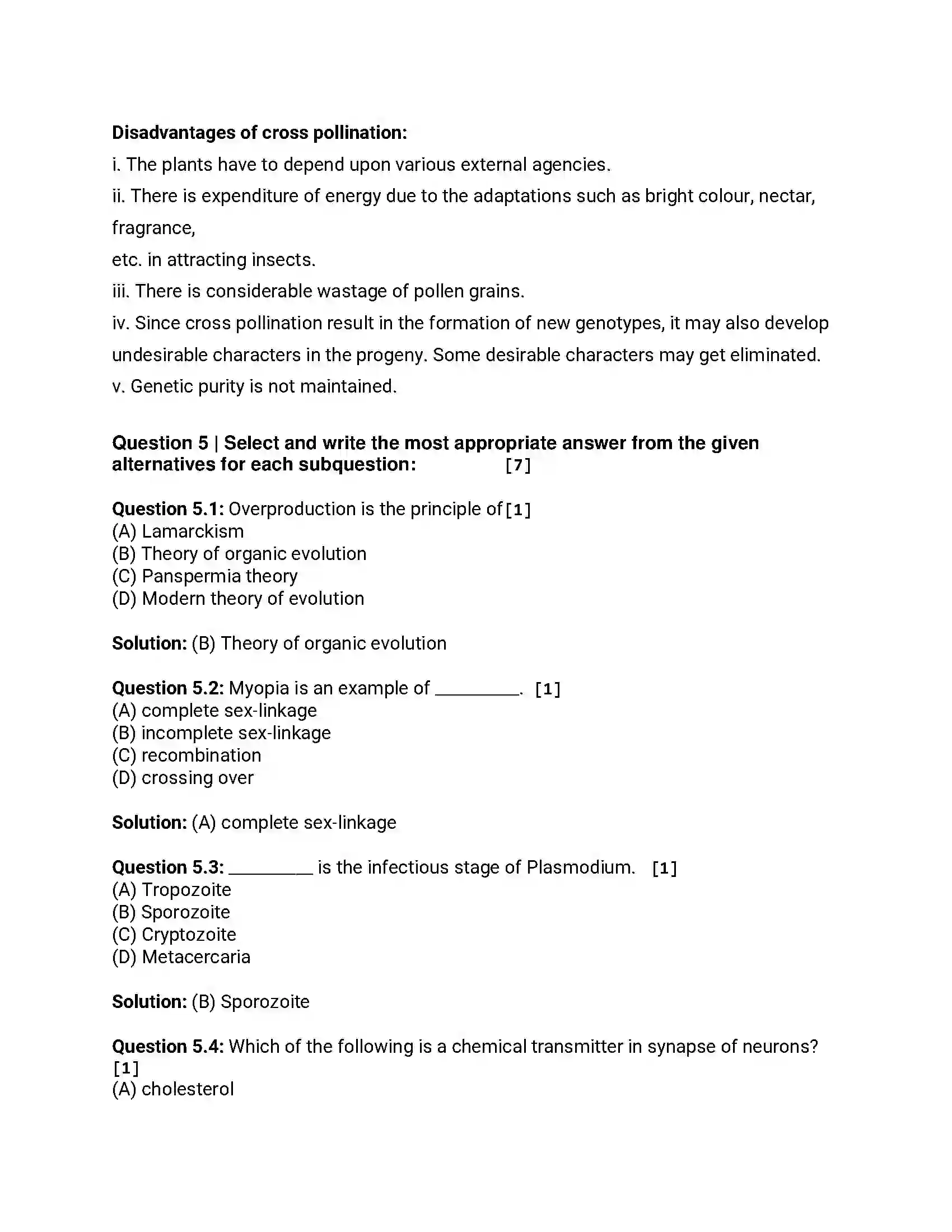 Maharashtra Board Class 12th 2017 Biology - Jul 2017 Previous Year Paper 8