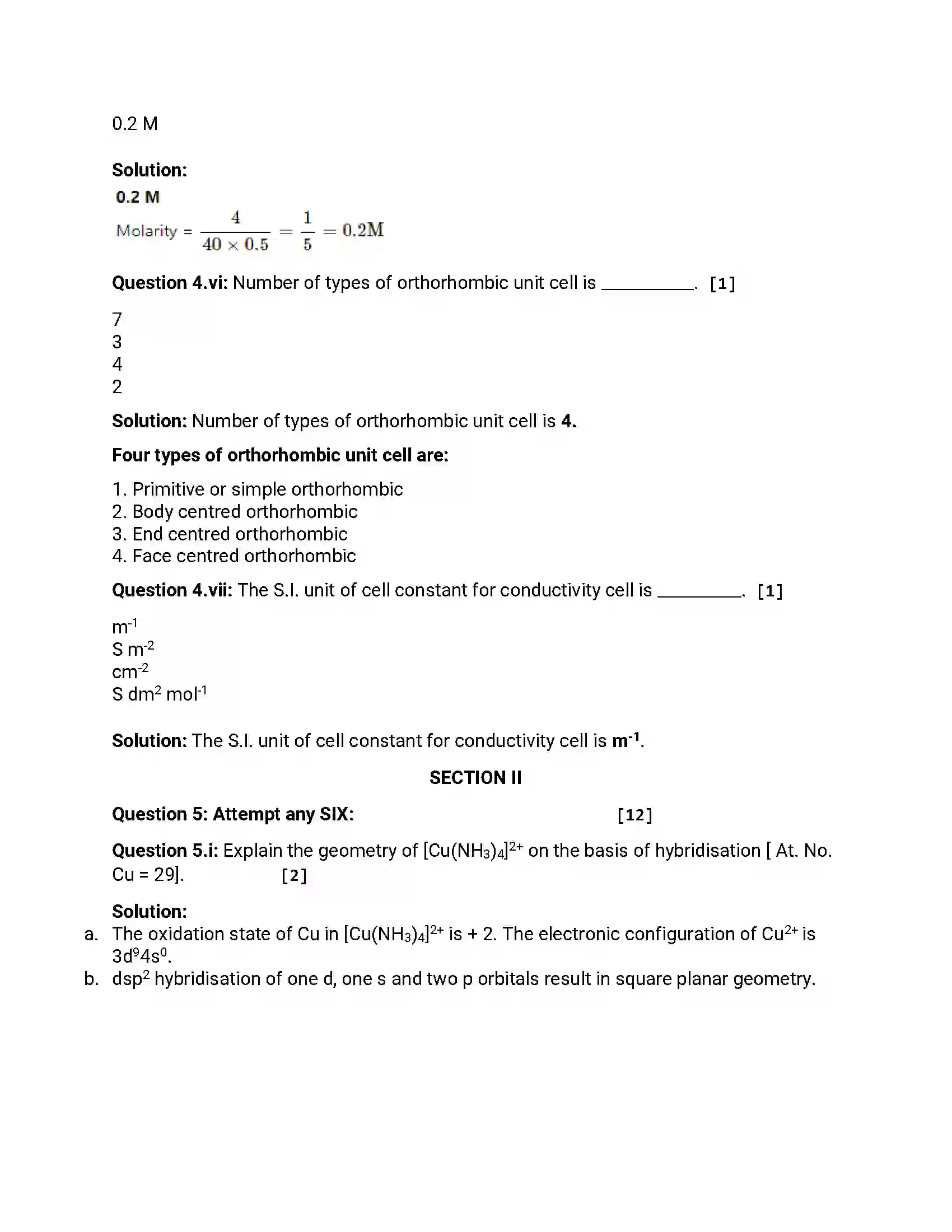 Maharashtra Board Class 12th 2018 Chemistry - Jul 2018 - Set-1 Previous Year Paper 14