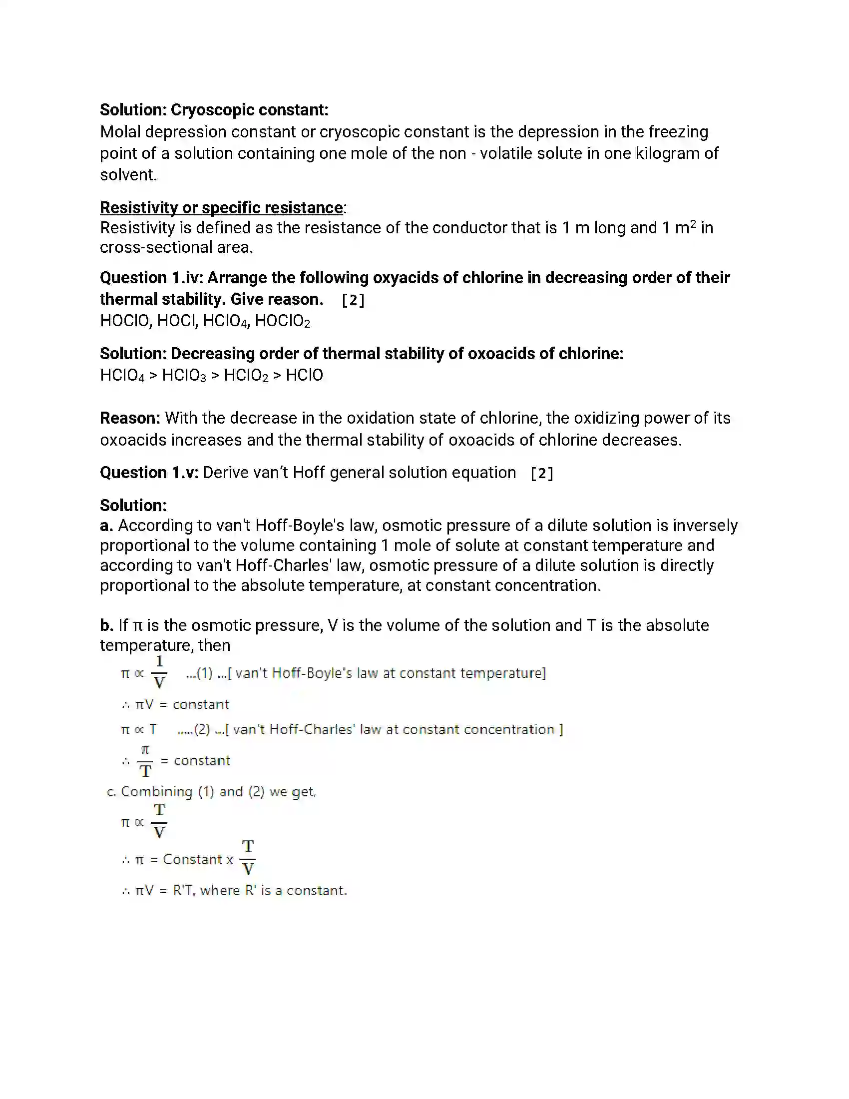 Maharashtra Board Class 12th 2018 Chemistry - Jul 2018 - Set-1 Previous Year Paper 2