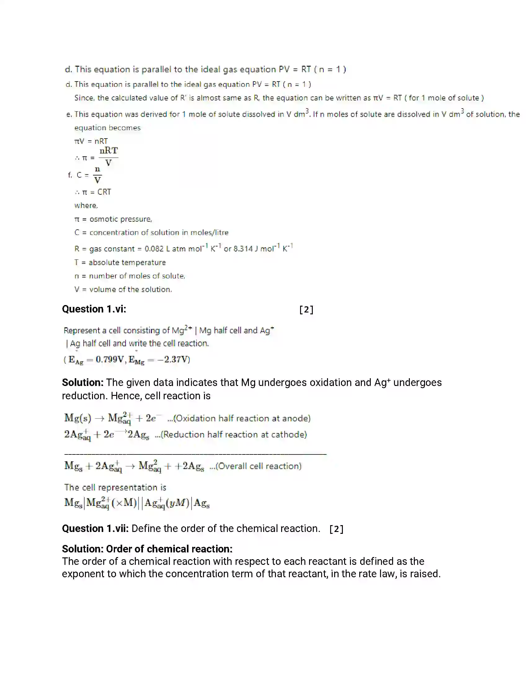 Maharashtra Board Class 12th 2018 Chemistry - Jul 2018 - Set-1 Previous Year Paper 3