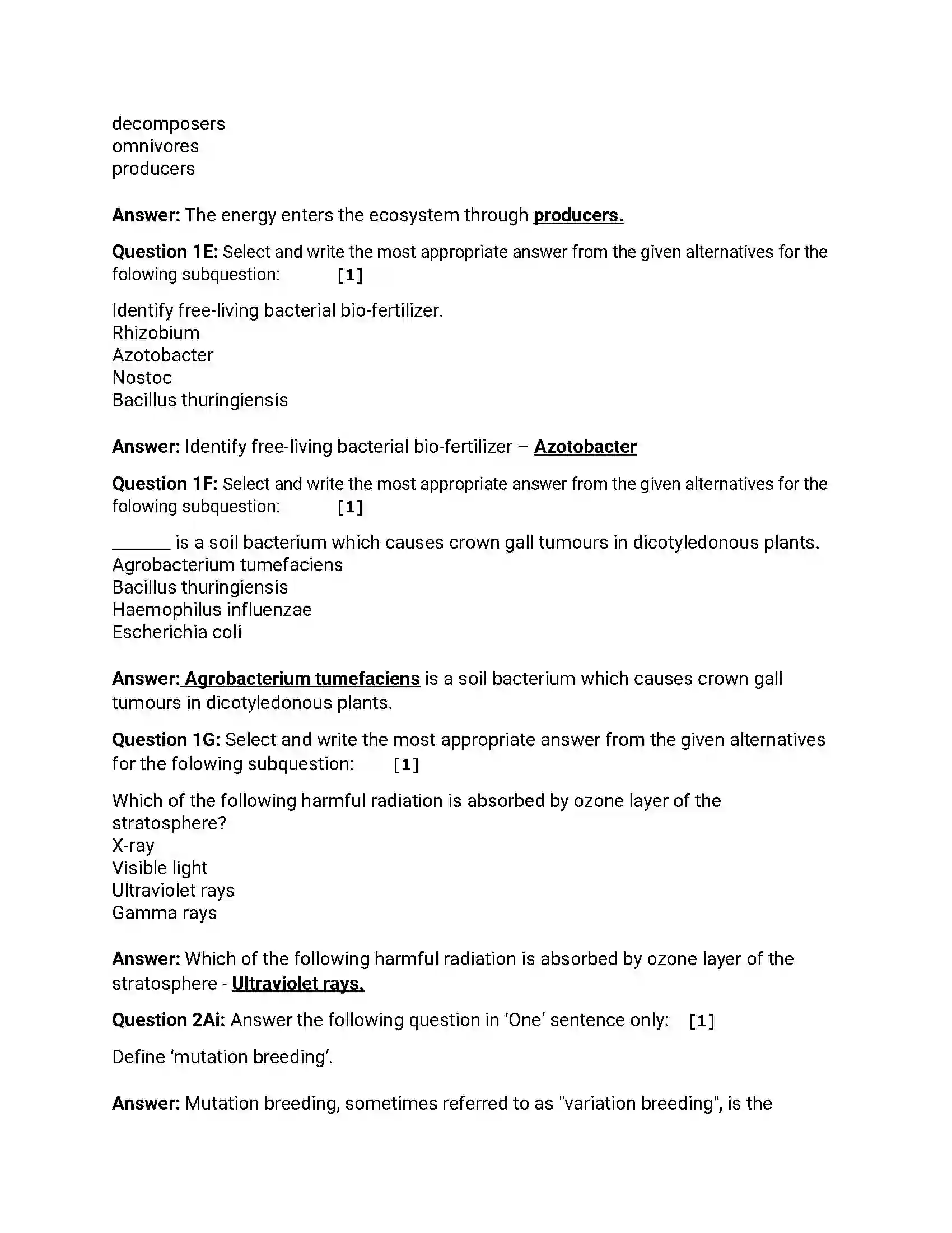 Maharashtra Board Class 12th 2018 Biology - Jul 2018 - Set-1 Previous Year Paper 2