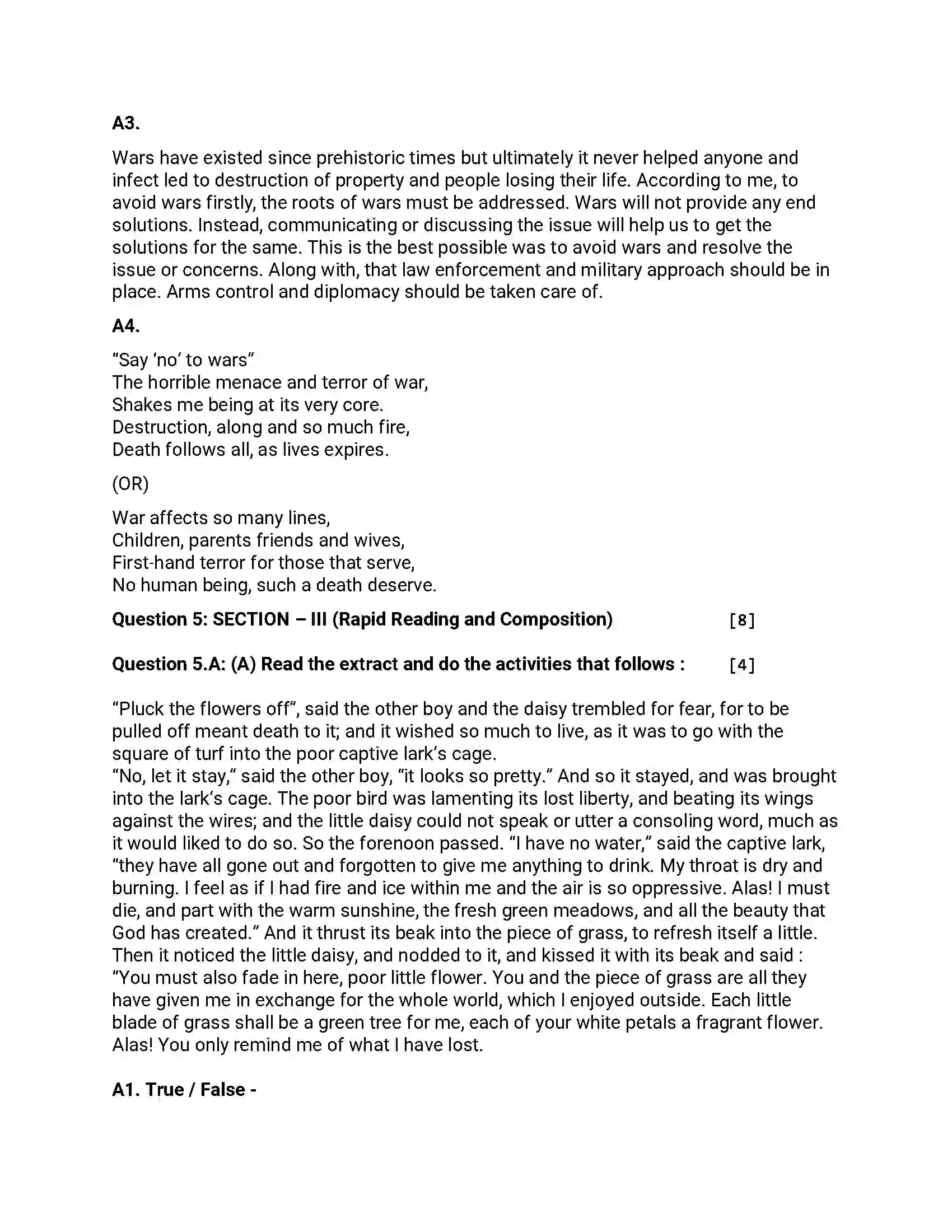 Maharashtra Board Class 12th 2019 English - Feb 2019 - Set-A Previous Year Paper 12