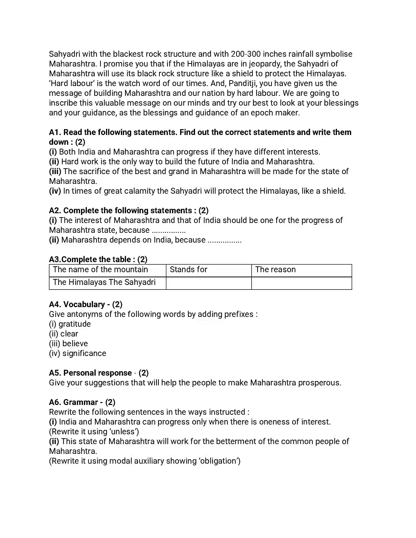 Maharashtra Board Class 12th 2019 English - Feb 2019 - Set-A Previous Year Paper 5