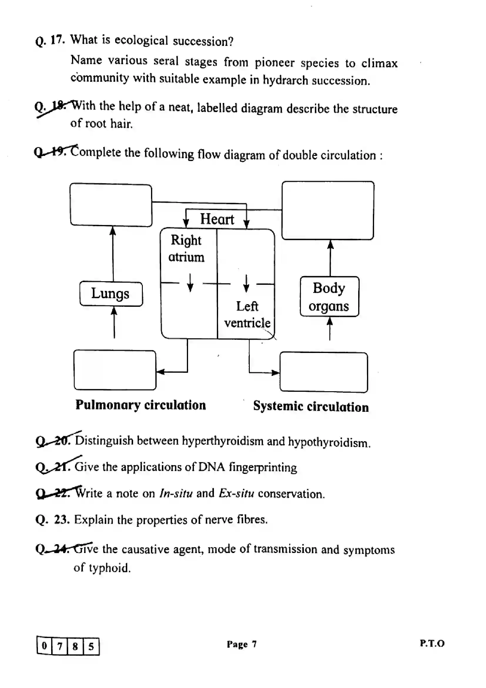 Maharashtra Board Class 12th 2022 Biology Previous Year Paper 7