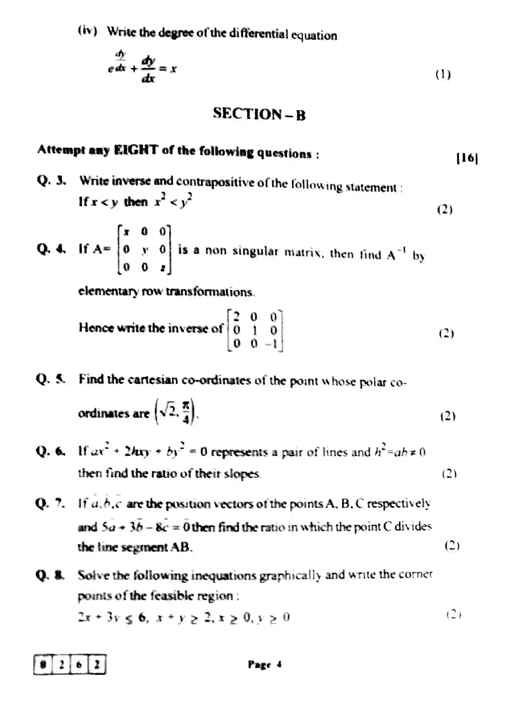Maharashtra Board Class 12th 2023 Mathematics & Statistics Previous Year Paper 4