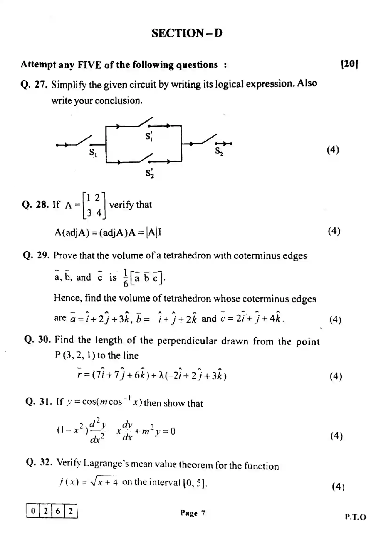 Maharashtra Board Class 12th 2023 Mathematics & Statistics Previous Year Paper 7