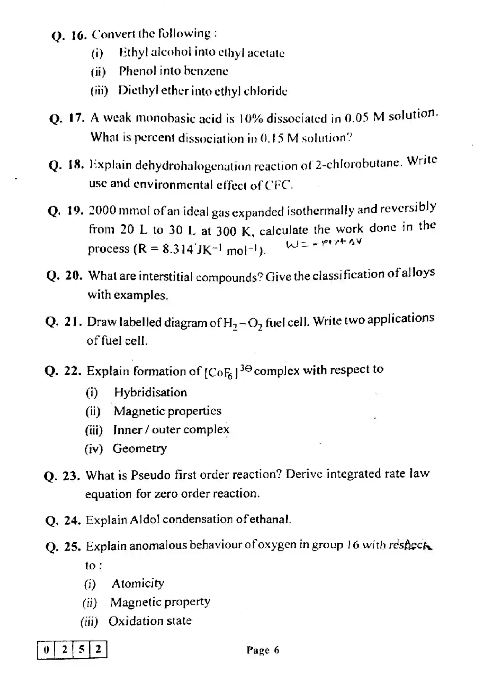 Maharashtra Board Class 12th 2023 Chemistry Previous Year Paper 6