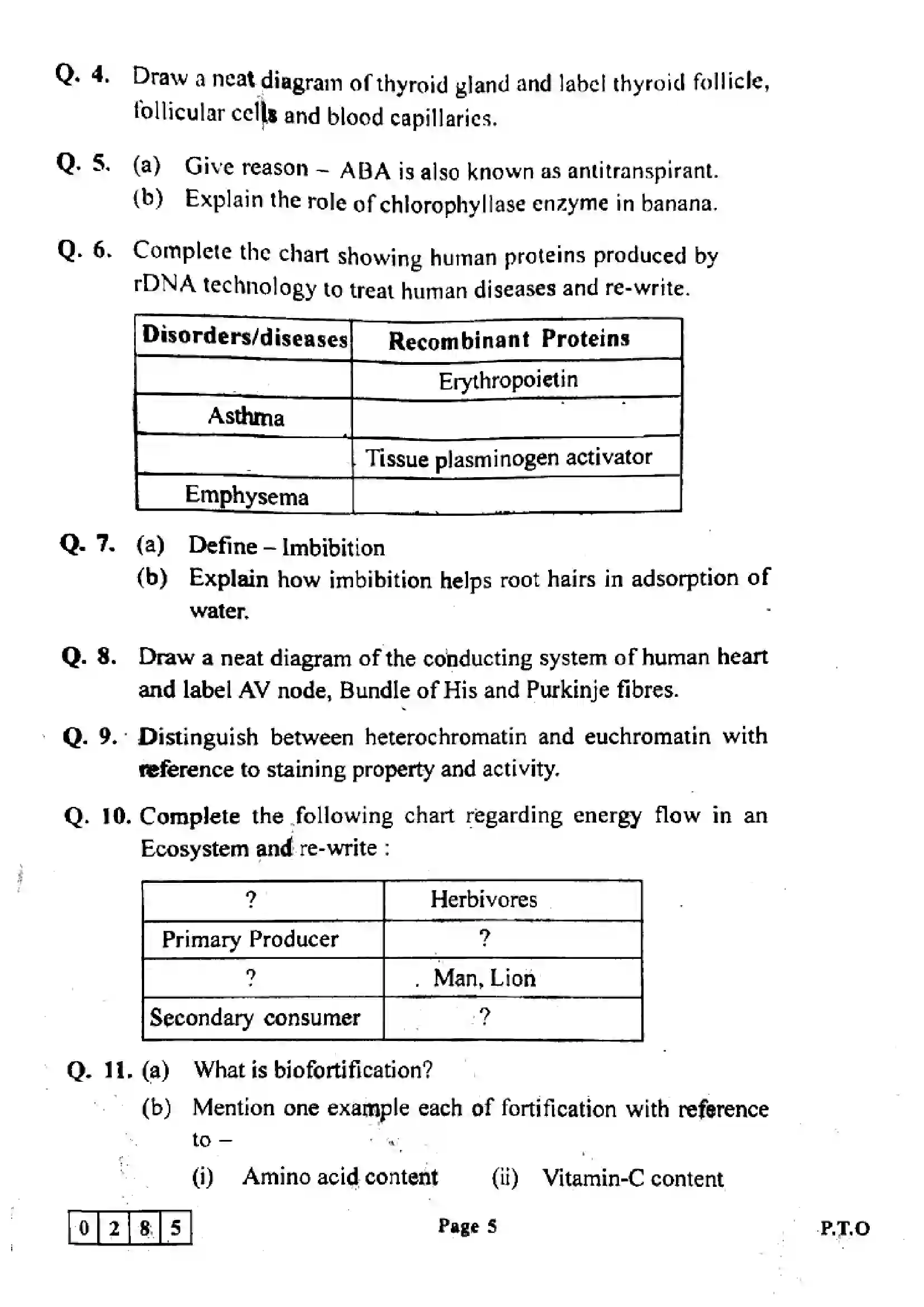 Maharashtra Board Class 12th 2023 Biology Previous Year Paper 5