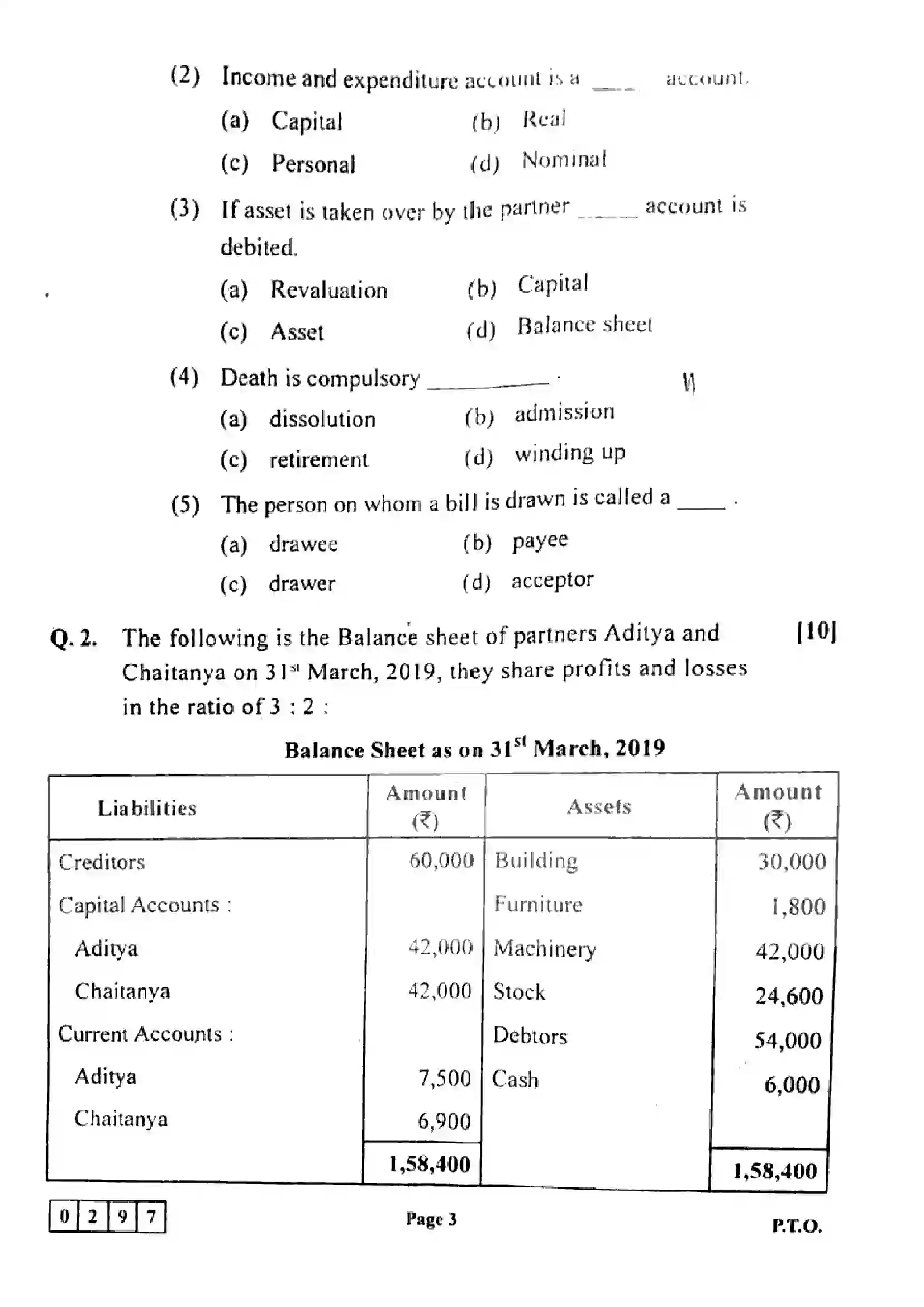 Maharashtra Board Class 12th 2023 Book Keeping & Accountancy Previous Year Paper 3