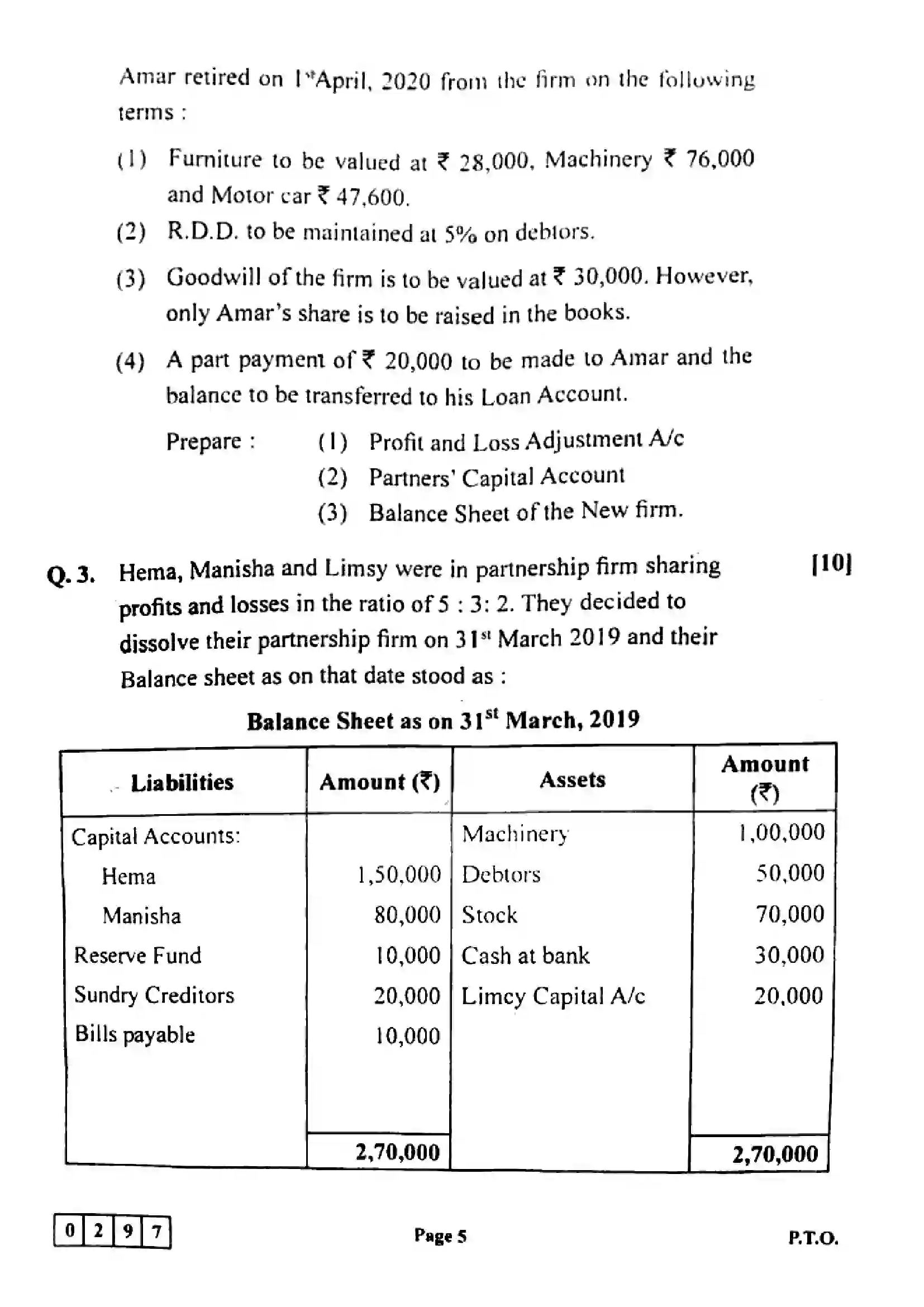 Maharashtra Board Class 12th 2023 Book Keeping & Accountancy Previous Year Paper 5