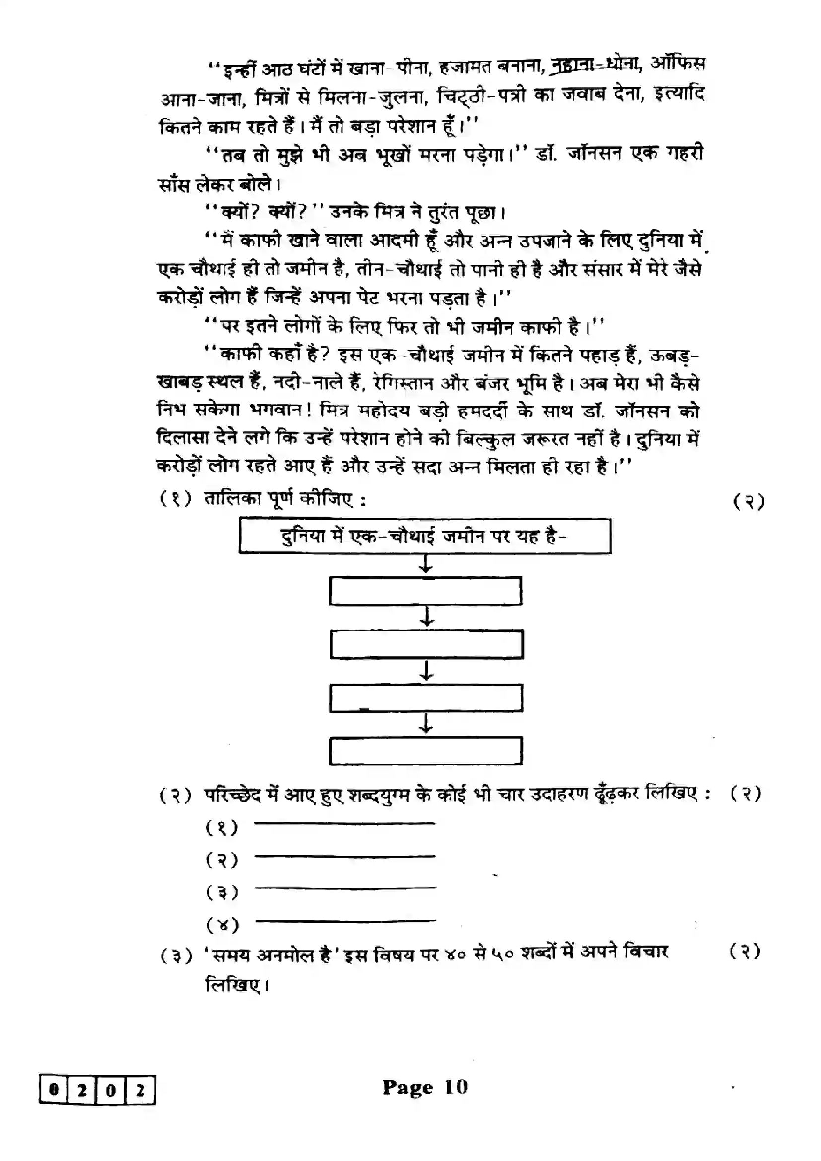 Maharashtra Board Class 12th 2023 Hindi Previous Year Paper 10