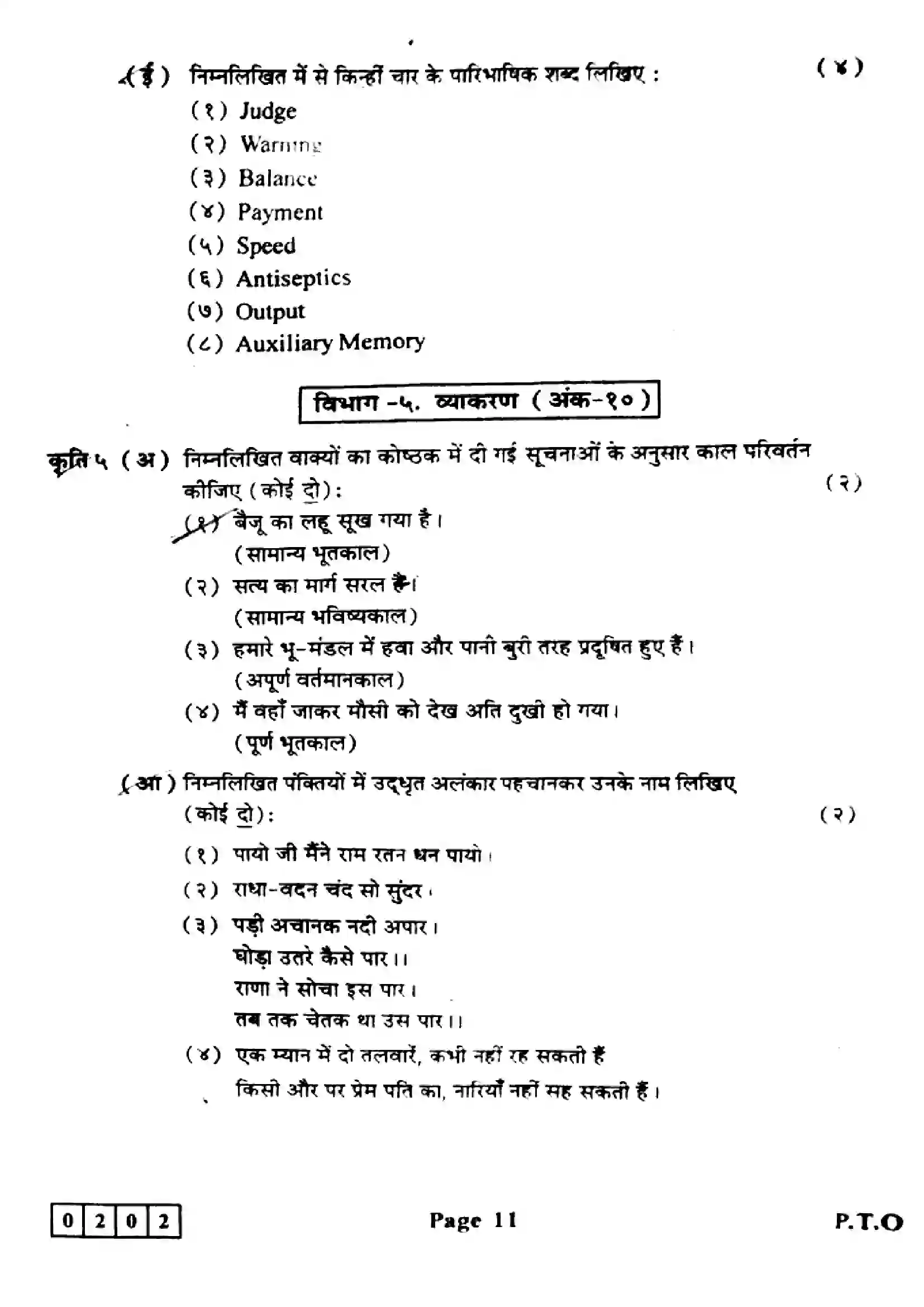 Maharashtra Board Class 12th 2023 Hindi Previous Year Paper 11