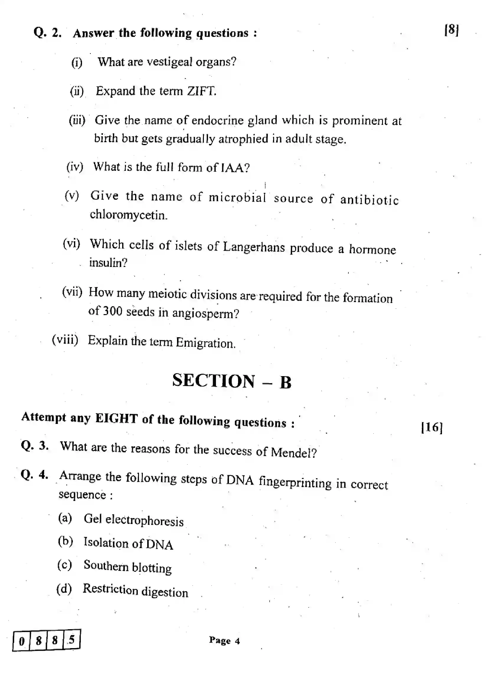 Maharashtra Board Class 12th 2024 Biology Previous Year Paper 4