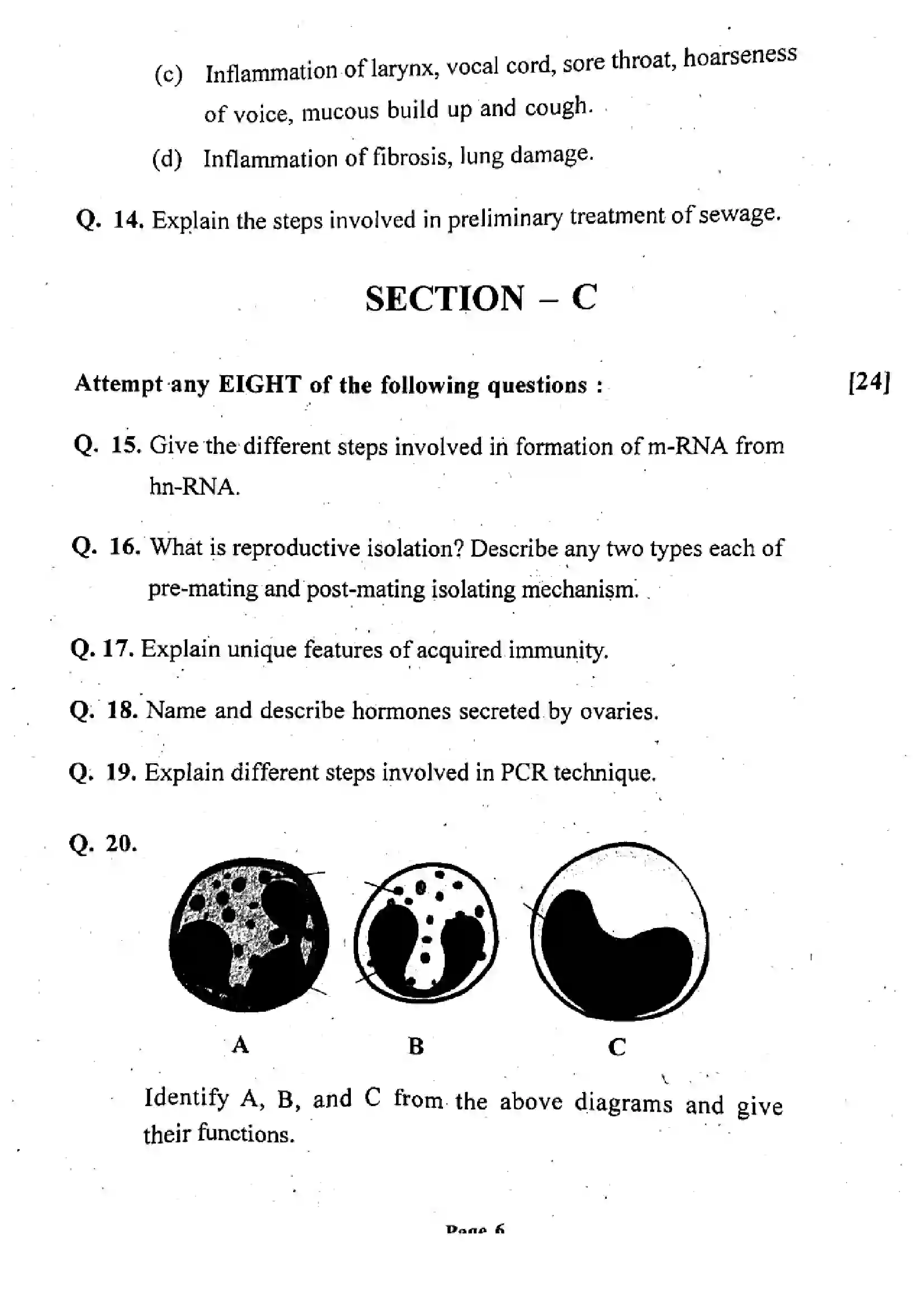 Maharashtra Board Class 12th 2024 Biology Previous Year Paper 6