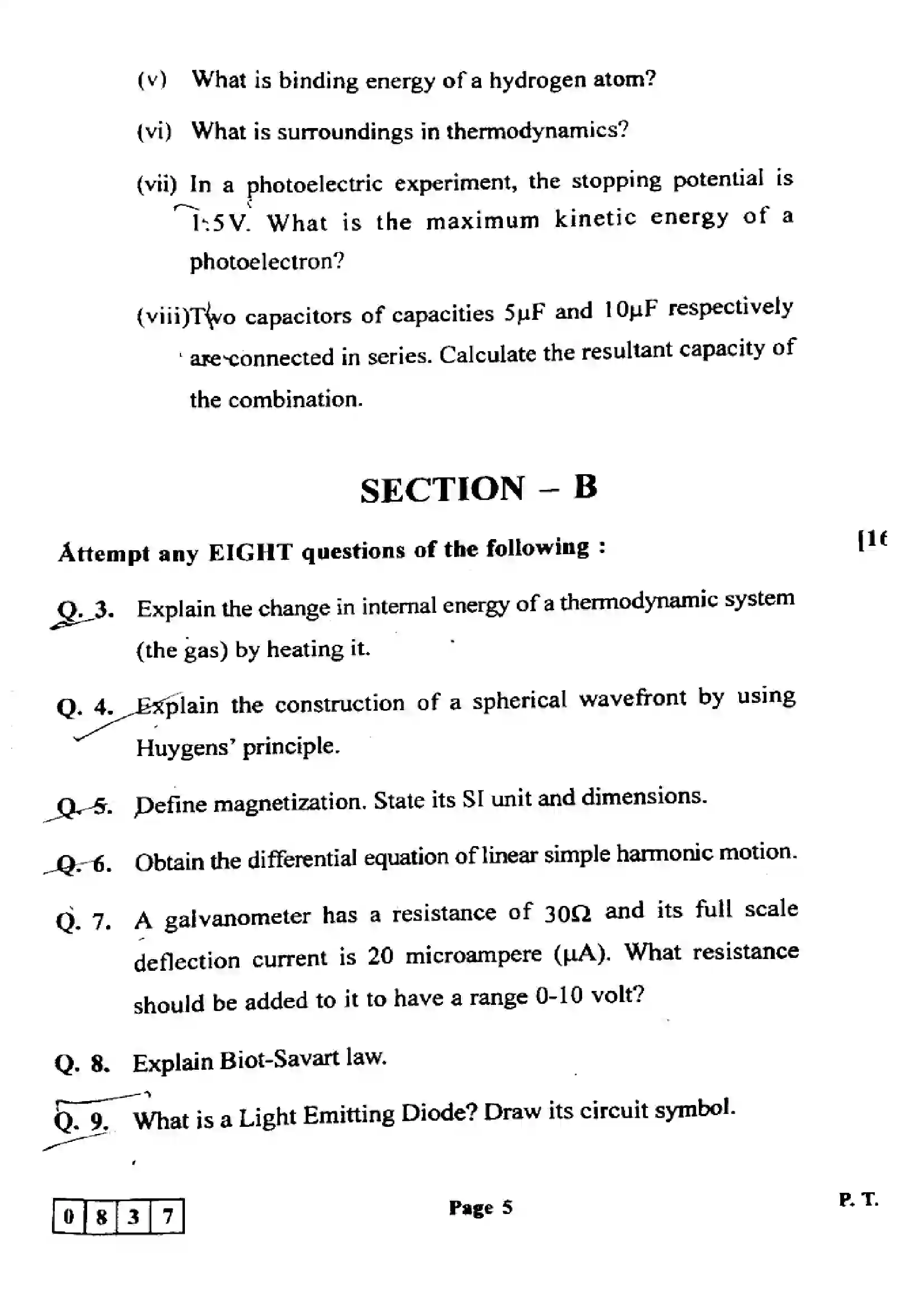 Maharashtra Board Class 12th 2024 Physics Previous Year Paper 5