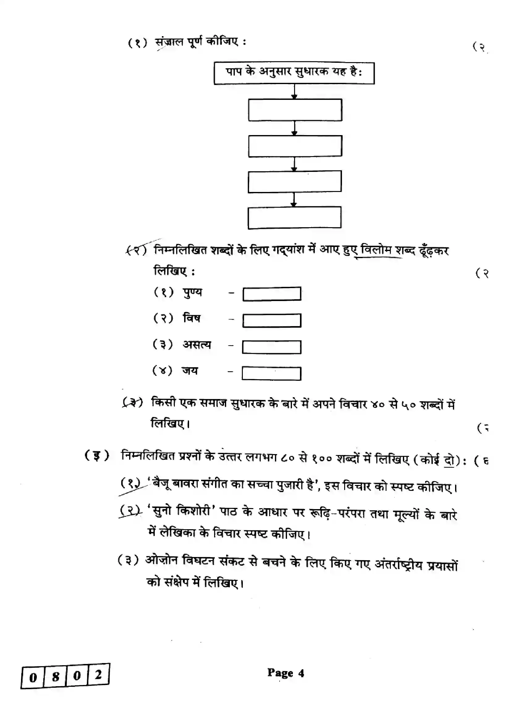 Maharashtra Board Class 12th 2024 Hindi Previous Year Paper 4