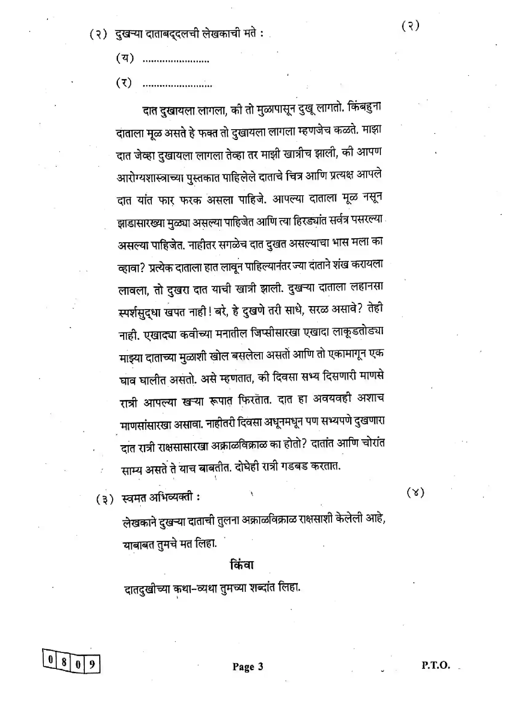 Maharashtra Board Class 12th 2024 Marathi Previous Year Paper 3