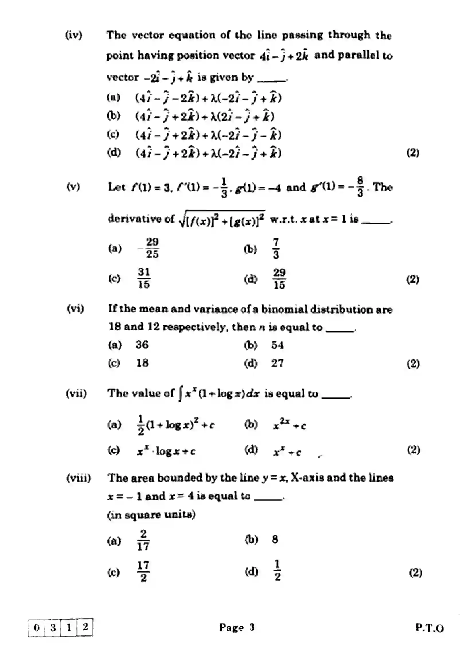 Maharashtra Board Class 12th 2025 Mathematics and Statistics - J-312 Previous Year Paper 3