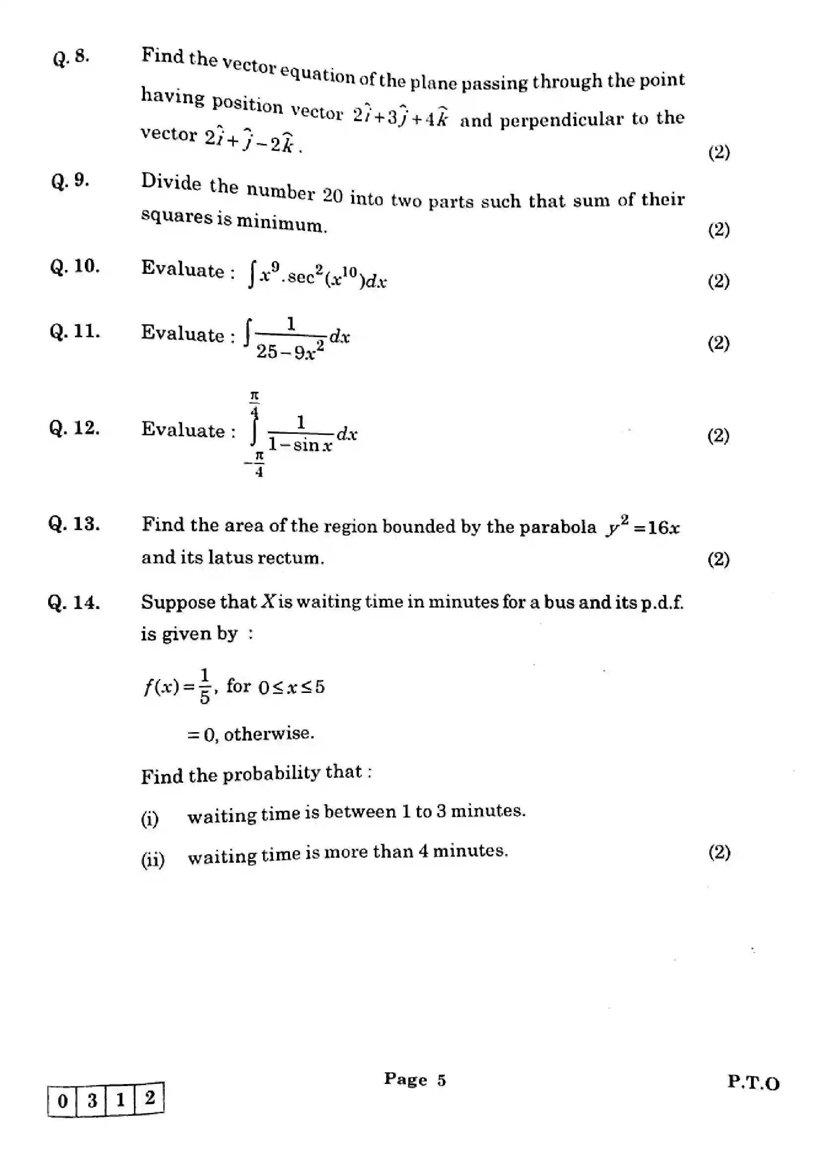 Maharashtra Board Class 12th 2025 Mathematics and Statistics - J-312 Previous Year Paper 5