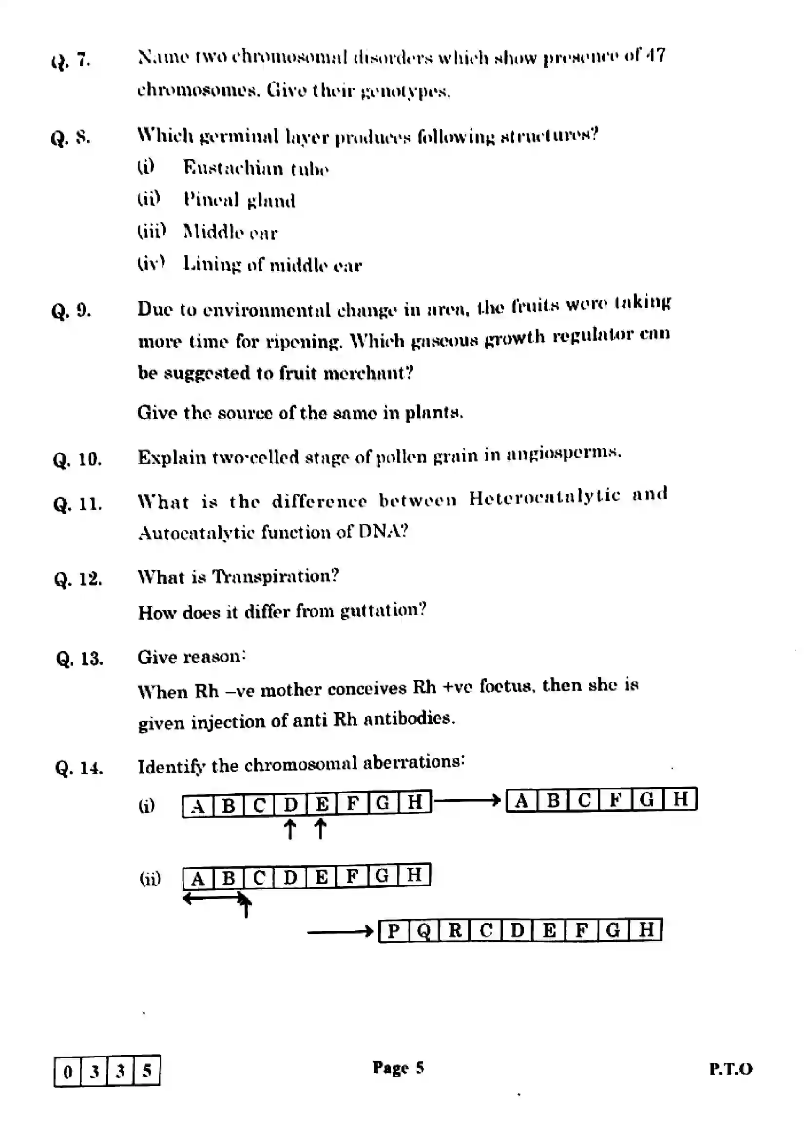 Maharashtra Board Class 12th 2025 Biology - J-335 Previous Year Paper 5