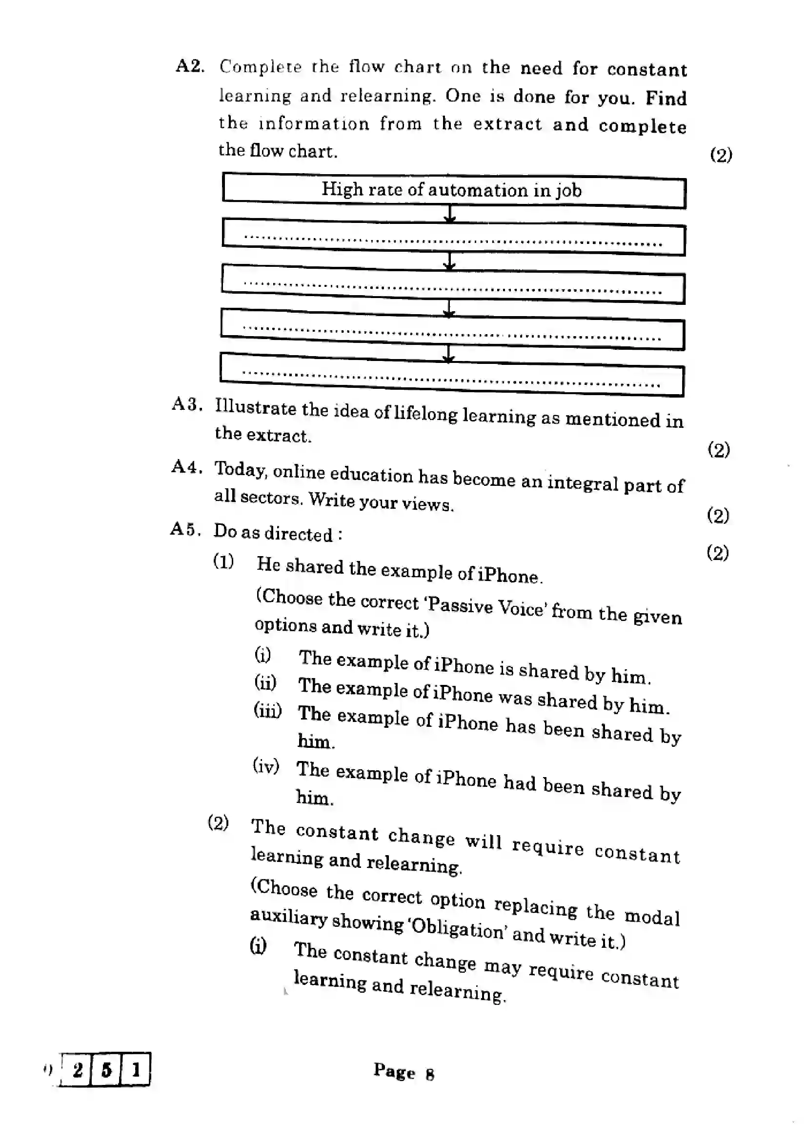Maharashtra Board Class 12th 2025 English - J-251 Previous Year Paper 8