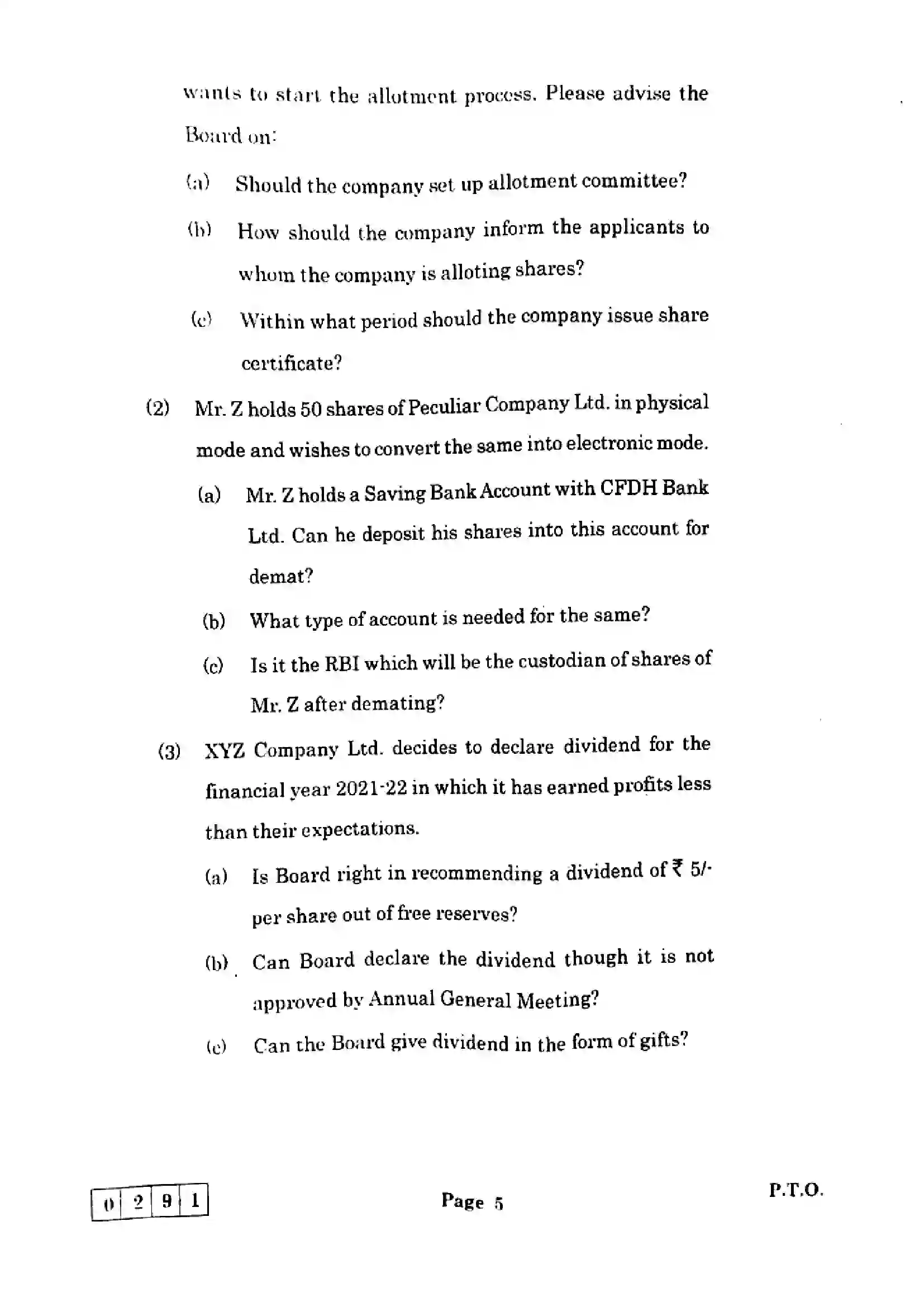 Maharashtra Board Class 12th 2025 Secretarial Practice - J-291 Previous Year Paper 5