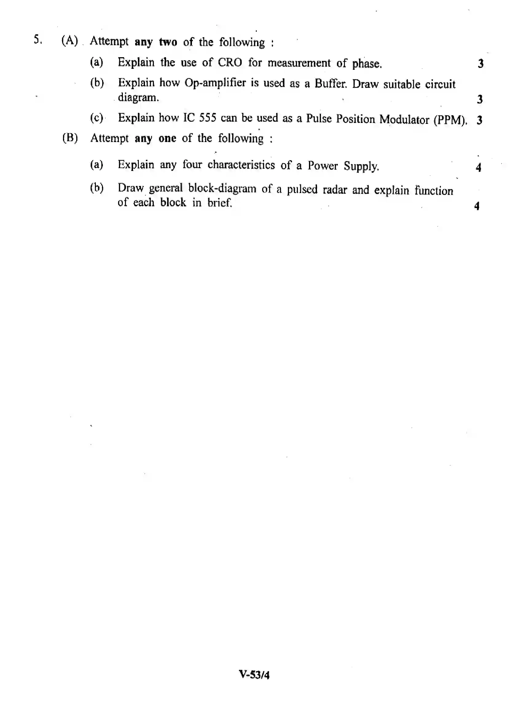 Maharashtra Board Class 12th 2025 Electronics (C-2) - V-53 - (Paper-1) Previous Year Paper 4