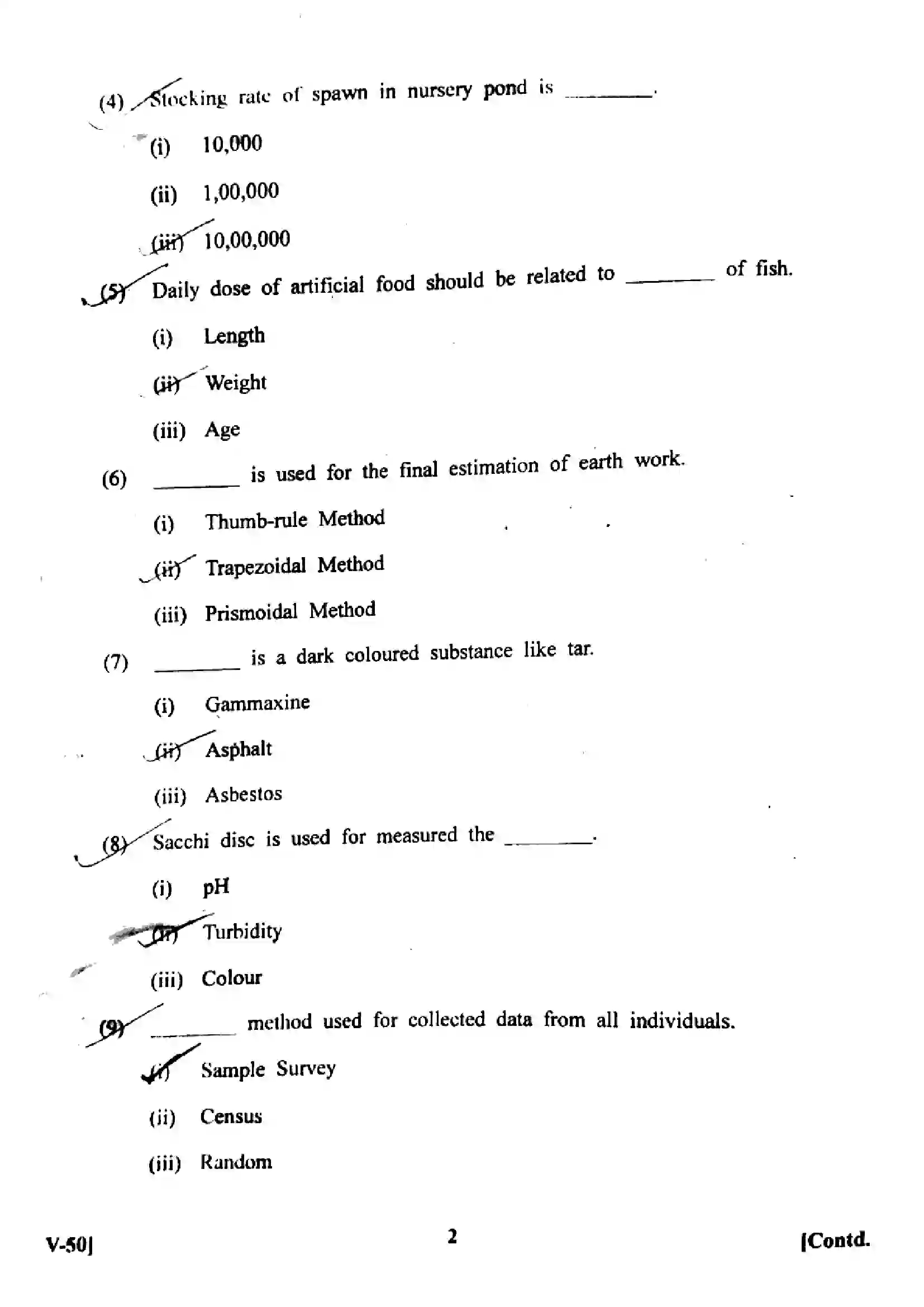 Maharashtra Board Class 12th 2025 Fresh Water - Fish Culture (C-1) - V-50 - (Paper-1) Previous Year Paper 2
