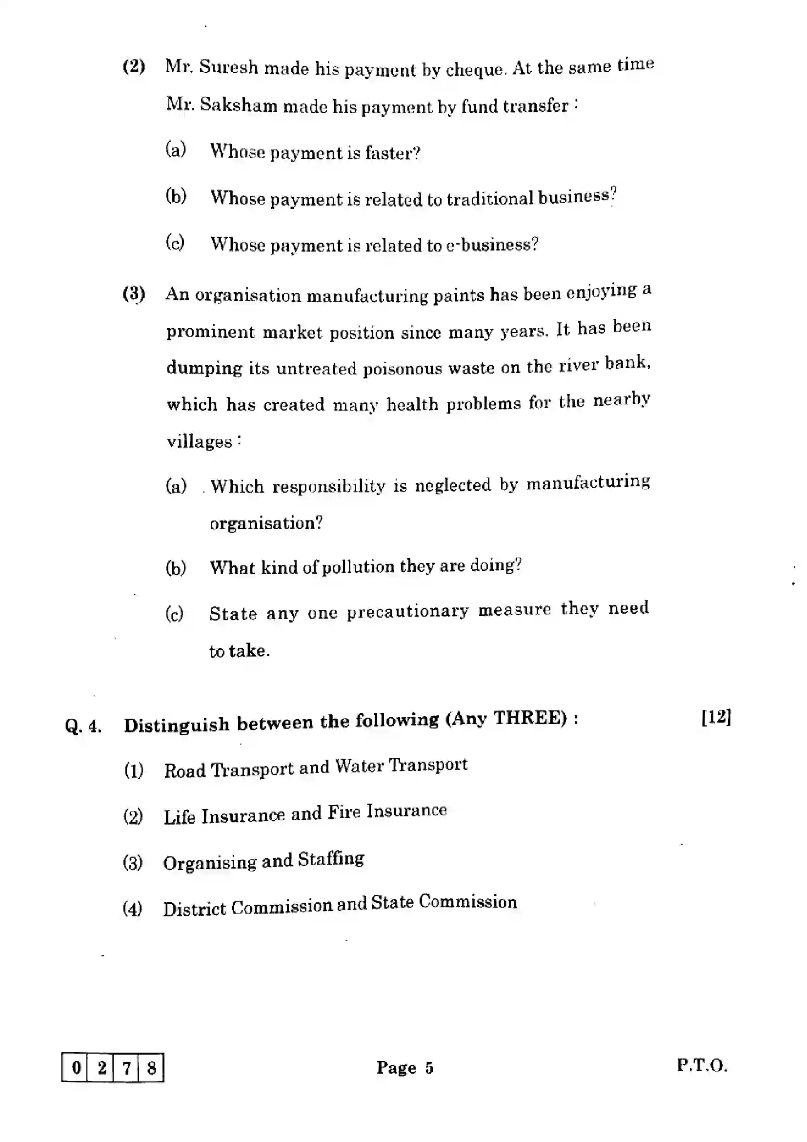 Maharashtra Board Class 12th 2025 Organisation of Commerce and Management - J-278 Previous Year Paper 5