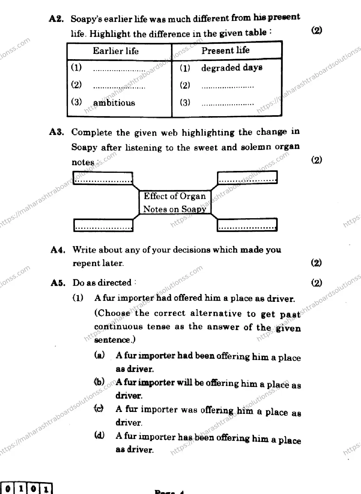 Maharashtra Board Class 12th 2026 ENGLISH 01 J 101 Previous Year Paper 4
