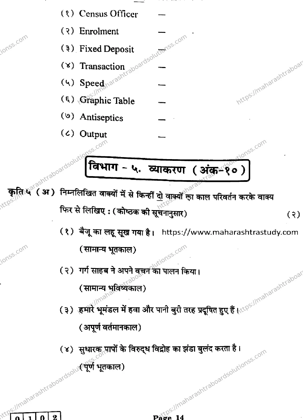 Maharashtra Board Class 12th 2026 HINDI 04 J 102 Previous Year Paper 14