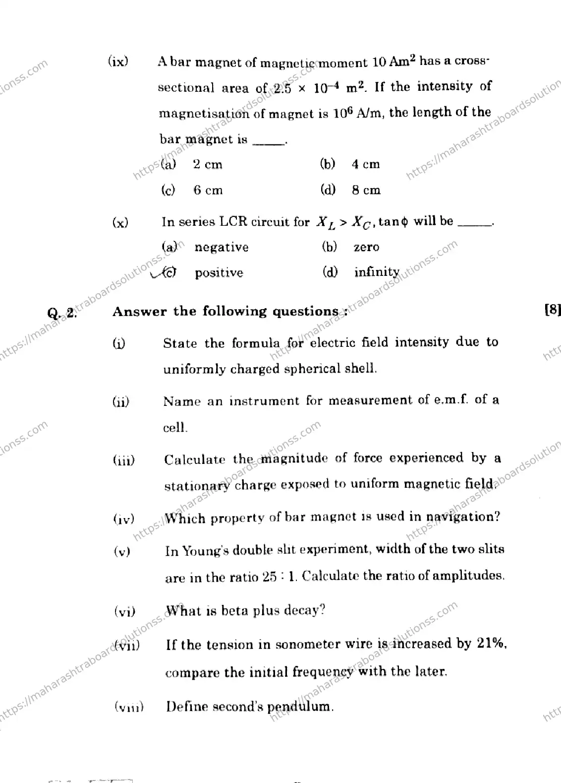 Maharashtra Board Class 12th 2026 PHYSICS 54 J 137 Previous Year Paper 4