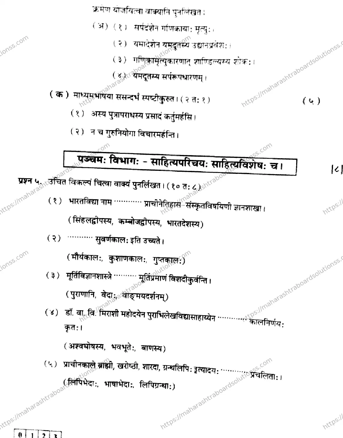 Maharashtra Board Class 12th 2026 SANSKRIT 33 J 123 Previous Year Paper 10