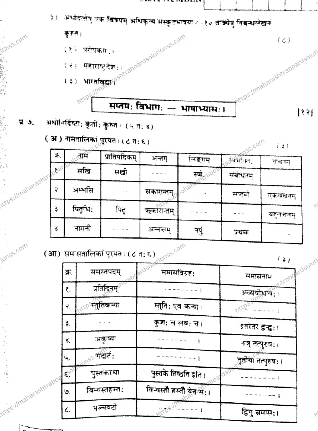 Maharashtra Board Class 12th 2026 SANSKRIT 33 J 123 Previous Year Paper 13