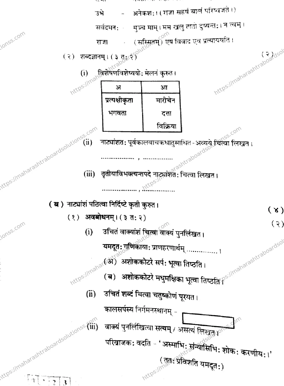 Maharashtra Board Class 12th 2026 SANSKRIT 33 J 123 Previous Year Paper 8