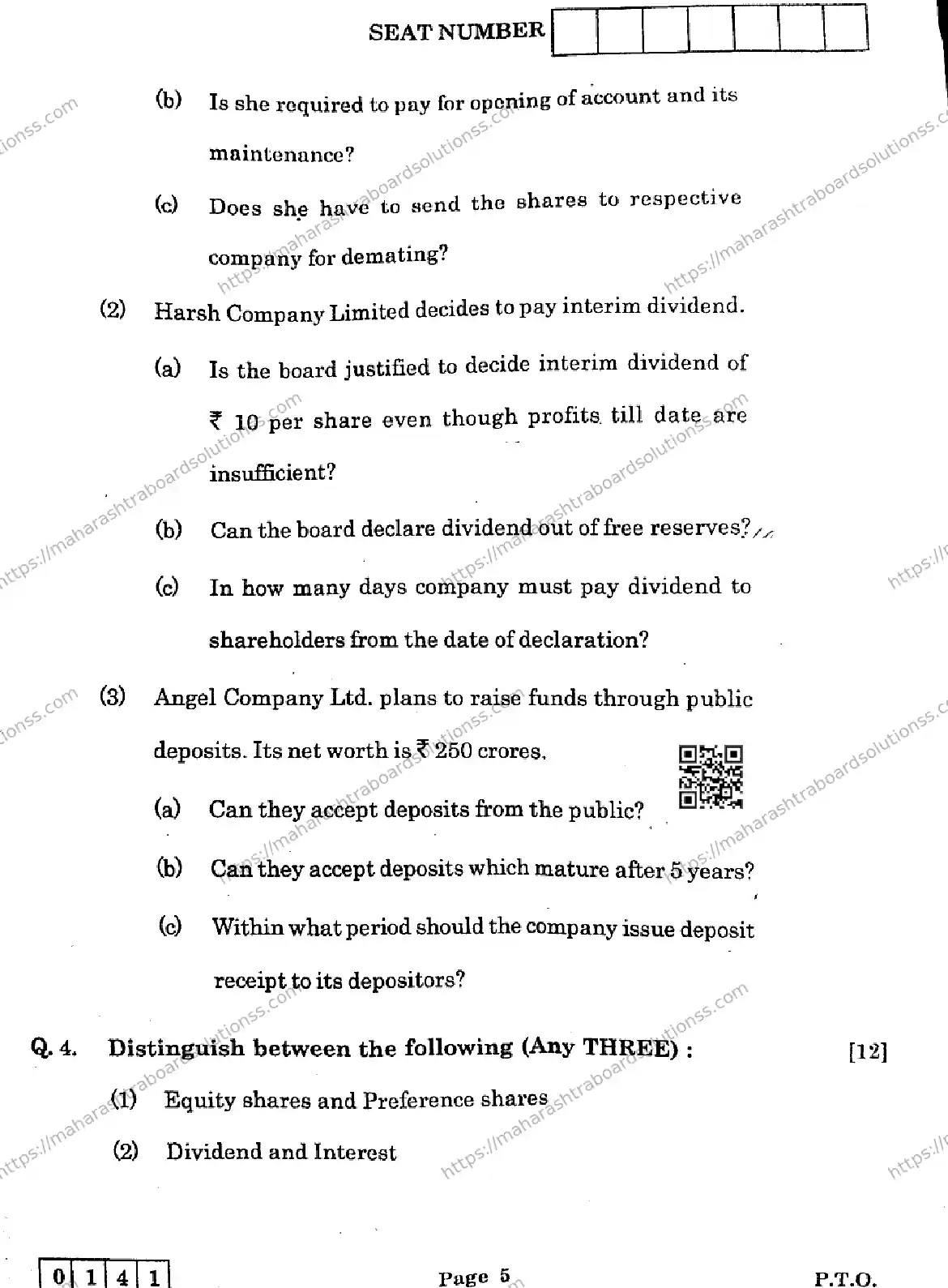 Maharashtra Board Class 12th 2026 SECRETARIAL PRACTICE 52 J 141 Previous Year Paper 5