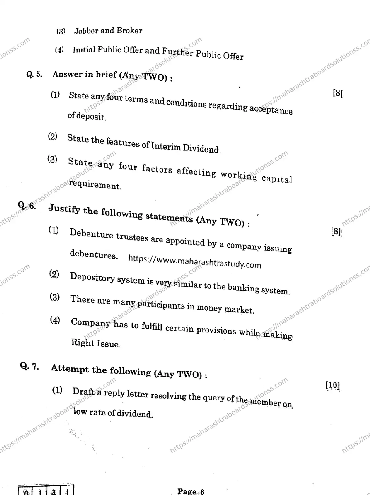 Maharashtra Board Class 12th 2026 SECRETARIAL PRACTICE 52 J 141 Previous Year Paper 6