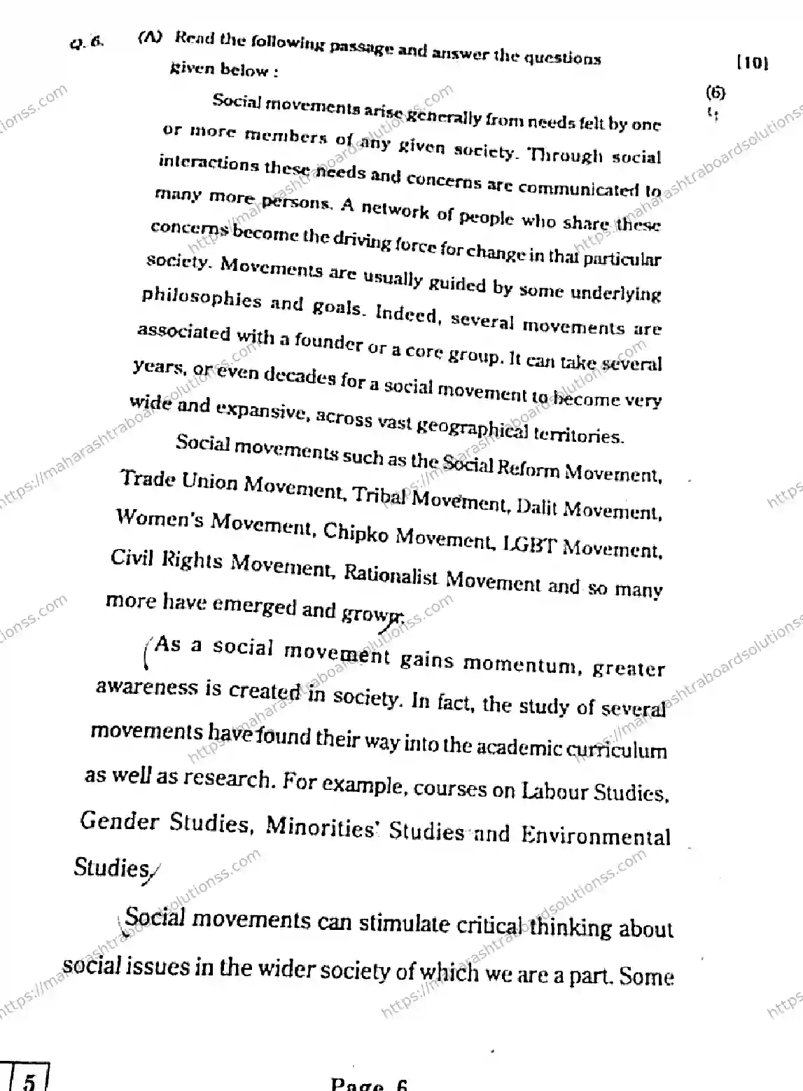 Maharashtra Board Class 12th 2026 SOCIOLOGY 45 J 285 Previous Year Paper 6
