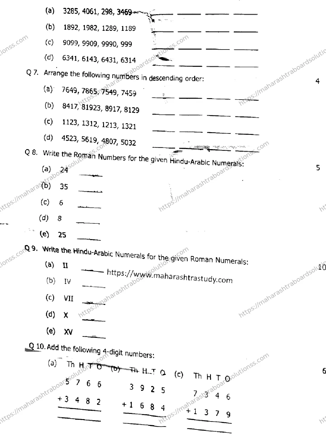 Maharashtra Board Class 3rd 2026 QUARTERLY MATHEMATICS 281025 Previous Year Paper 2
