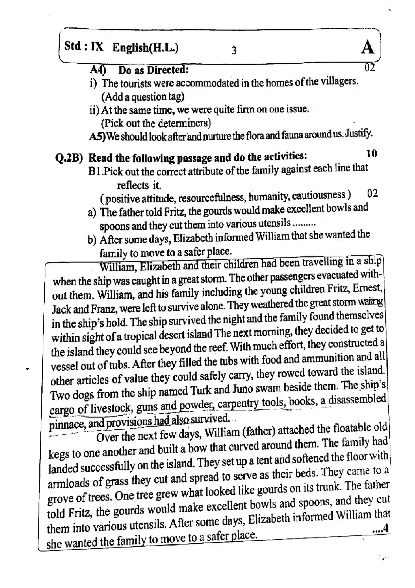 Maharashtra Board Class 9th 2023 English - 181123 - (Set-A) - 2023 Previous Year Paper 3