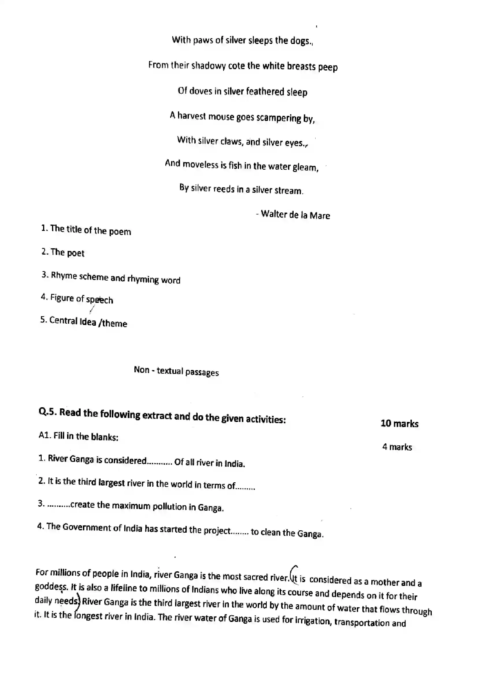 Maharashtra Board Class 9th 2025 English - (Term-2) Previous Year Paper 4