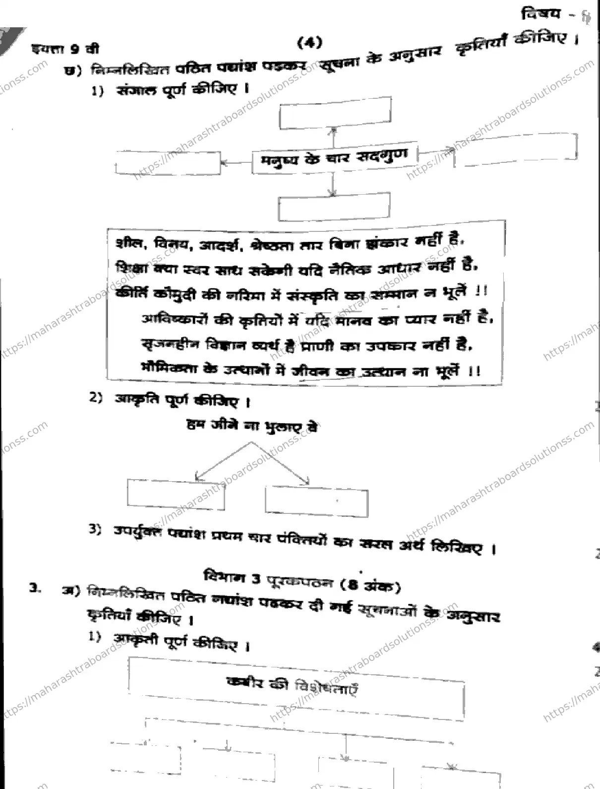 Maharashtra Board Class 9th 2026 1 SEM HINDI SAMPURN 281025 Previous Year Paper 4