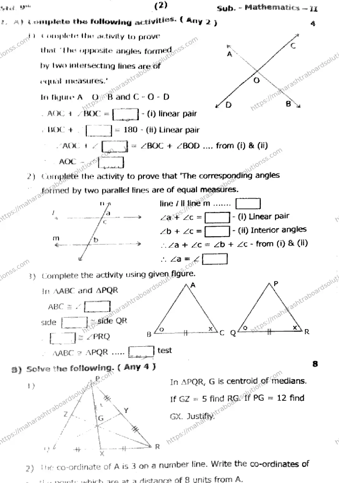 Maharashtra Board Class 9th 2026 1 SEM MATHEMATICS 2 281025 Previous Year Paper 2