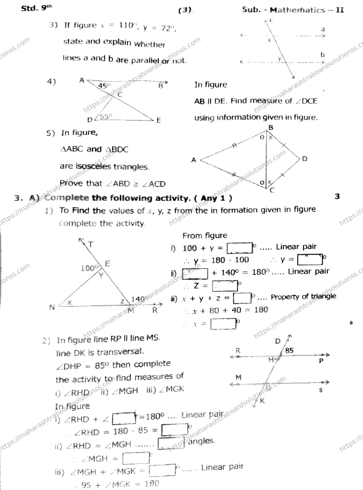 Maharashtra Board Class 9th 2026 1 SEM MATHEMATICS 2 281025 Previous Year Paper 3