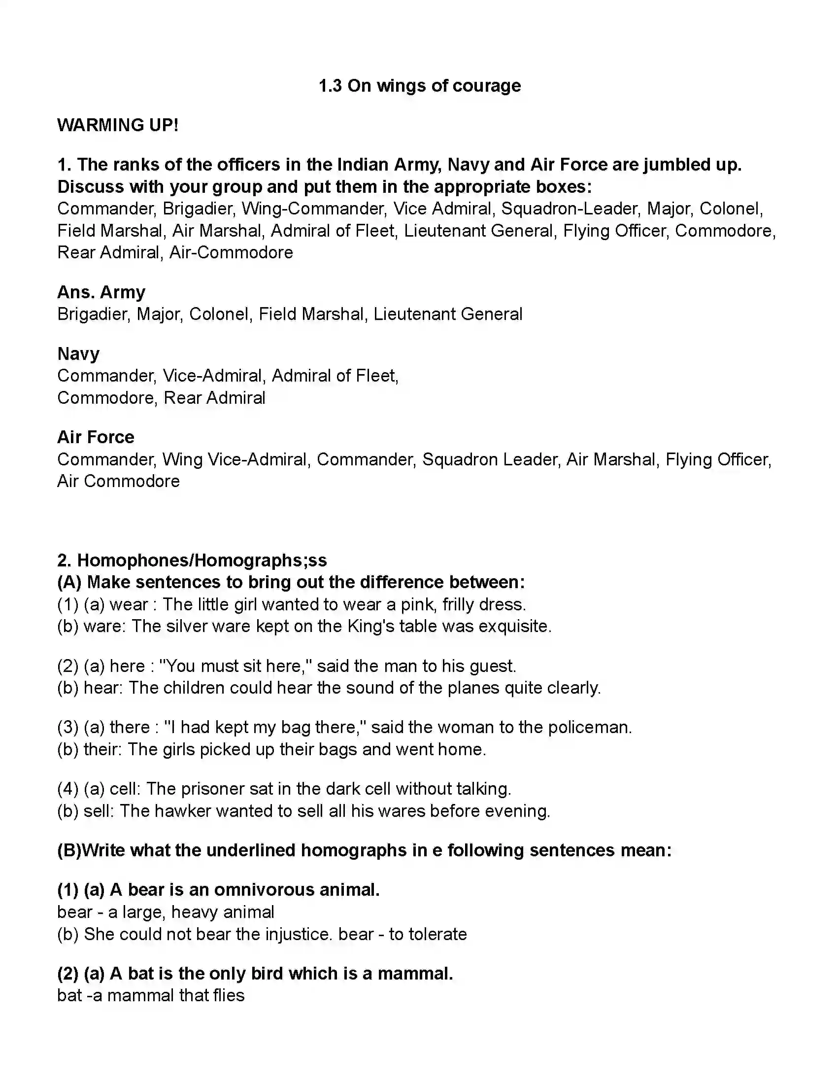 Maharashtra Board Class 10th English (Chapters Notes) On Wings of Courage Revision Note 1
