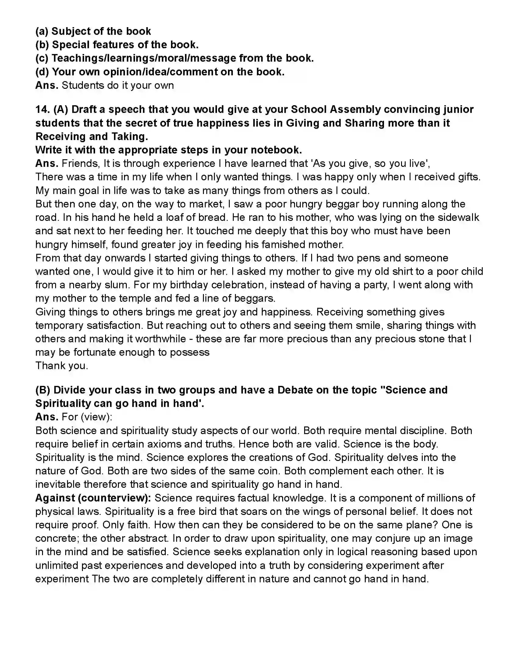 Maharashtra Board Class 10th English (Chapters Notes) Science and Spirituality Revision Note 10