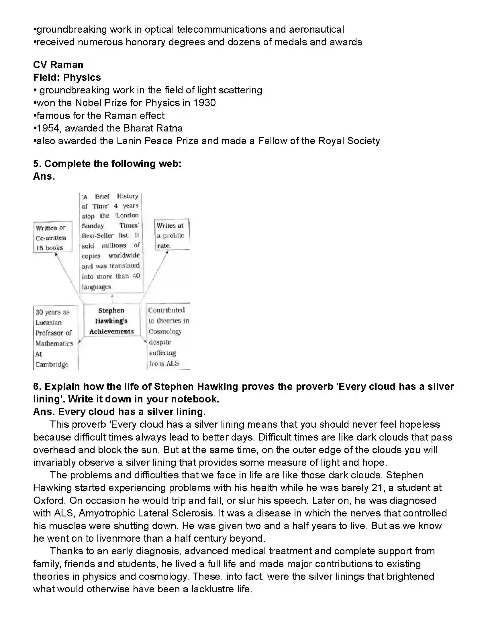 Maharashtra Board Class 10th English (Chapters Notes) Stephen Hawking. Revision Note 5