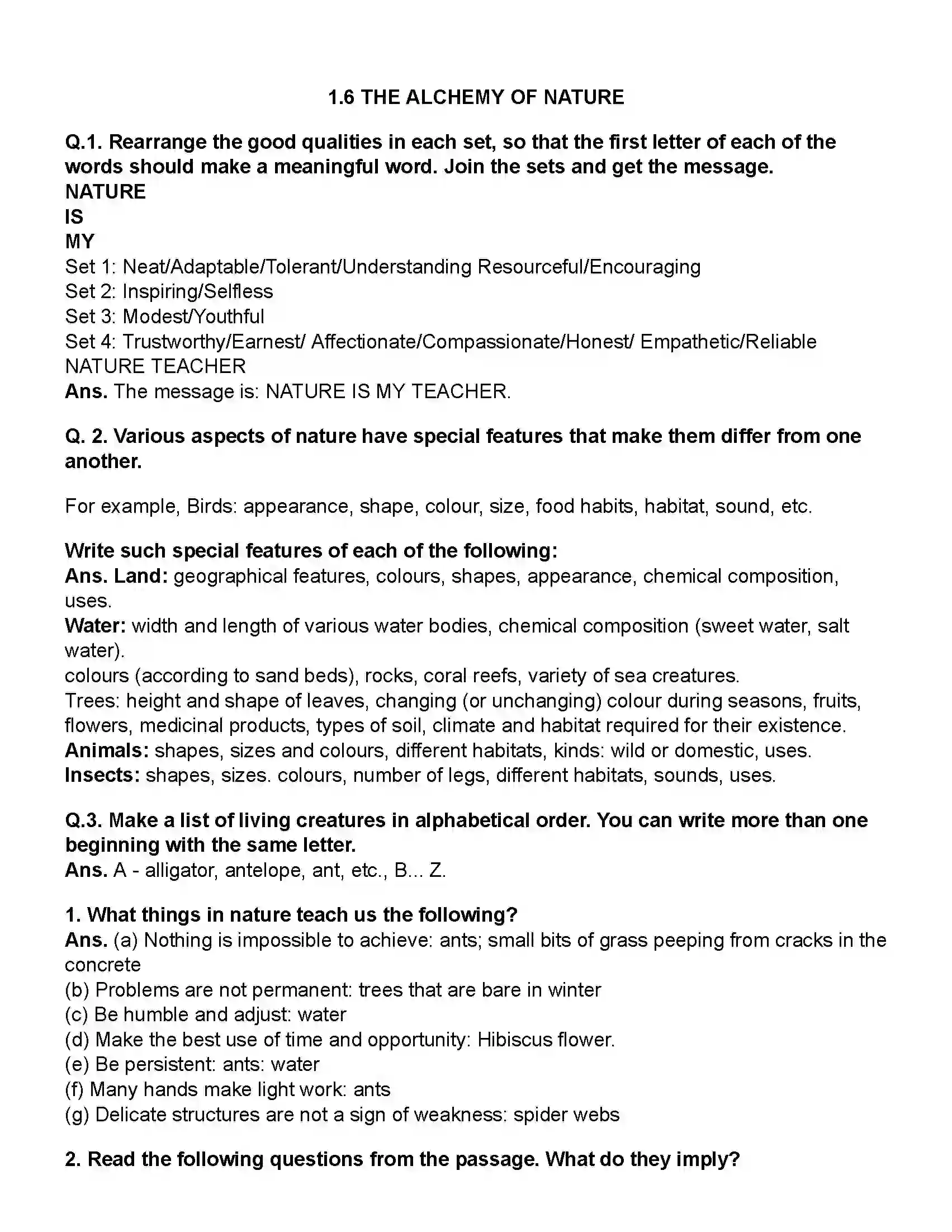 Maharashtra Board Class 10th English (Chapters Notes) The Alchemy of Nature Revision Note 1